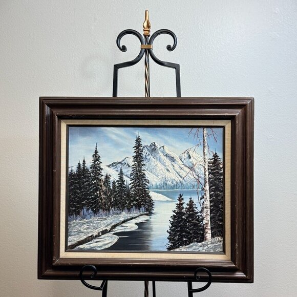 Vintage 1982 "Winter Mountain" Original Oil Painting by Hazel Steven 27" x 23" - Picture 2 of 16